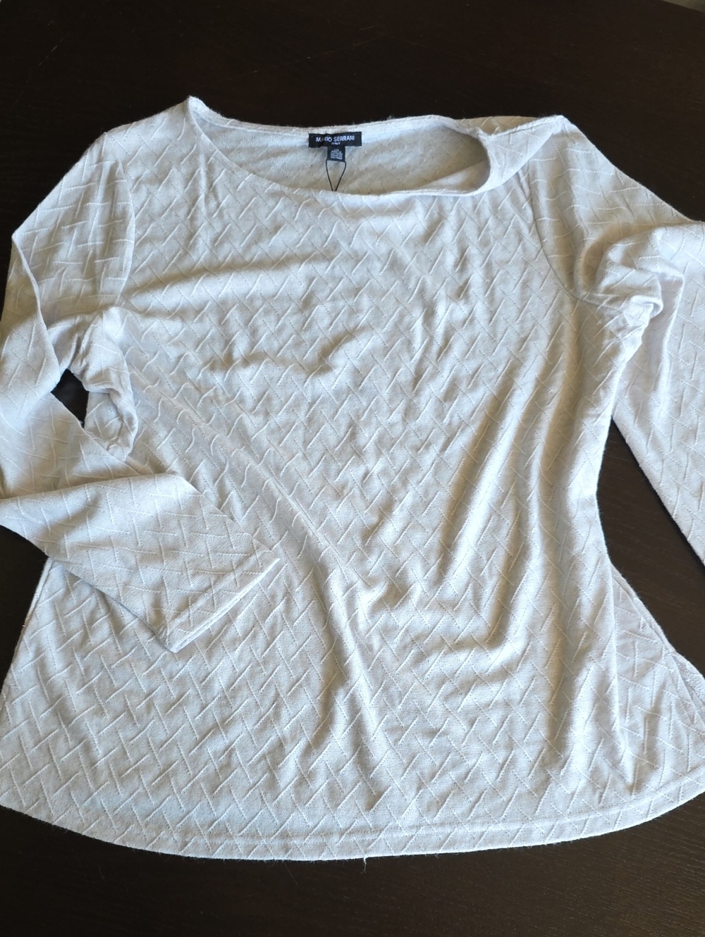crown & ivy Light Gray Long Sleeve Textured Women's Top